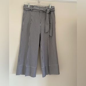 Banana Republic cotton black & white stripe high waisted wide leg cropped pant